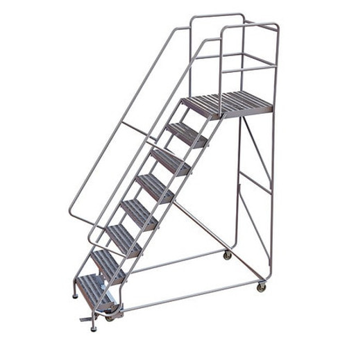 TRI-ARC WLAR108244-D5 ROLLING LADDER 8 STEP ALUMINUM RIBBED