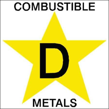 BRADY SPC ABSORBENTS 95221 LABEL,D COMBUSTIBLE METALS,3IN.HX3IN.W