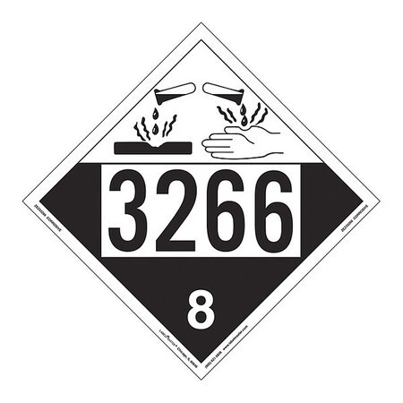 LABELMASTER ZEZ43266 CORROSIVE PLACARD,UN 3266,PK25