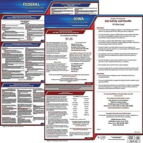 JJ KELLER 100-IA-3 LABORLAW POSTER FED/STA IA ENG 20INH 3YR