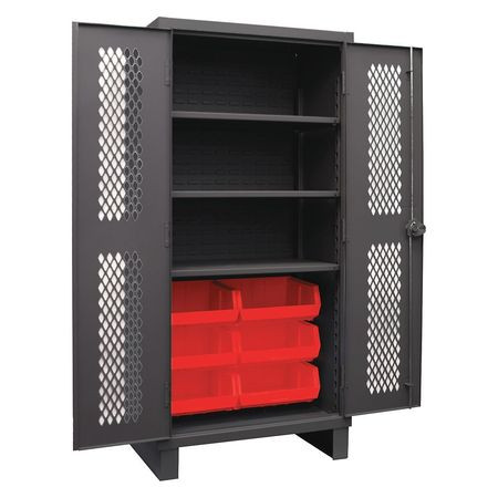 DURHAM MFG CO HDCV36-6B-3S1795 STORAGECABINET VENTILATED 12GA 6BINS RED