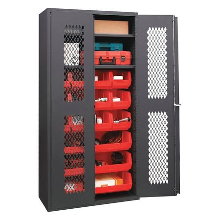 DURHAM MFG CO EMDC-361872-18B-2S-1795 STORAGECABINT VENT 14GA 18BINS RED 18IND