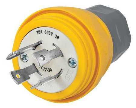 HUBBELL HBL28W77 3-PHASE DELTA 600 VAC 30A NEMA L17-30P I