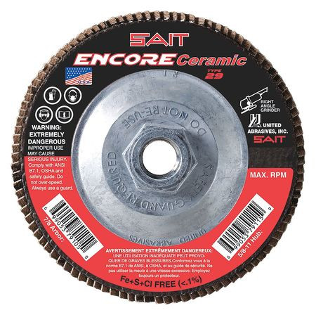 UNITED ABRASIVES-SAIT 72933 FLAP DISC 80 GRIT 5/8-11 IN. CERAMIC