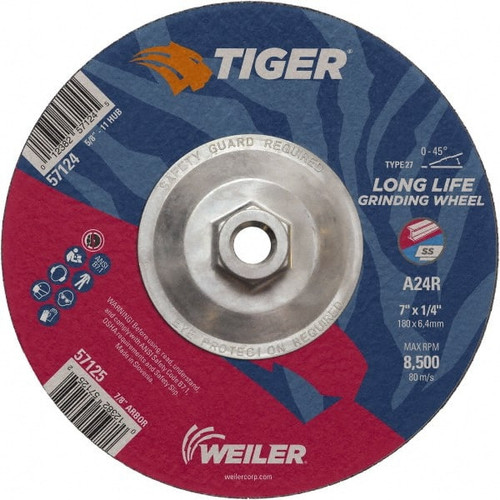 WEILER CORPORATION 57124 7 X 1/4 TIGER  TY27 GRIND WHL  AO  5/8-1