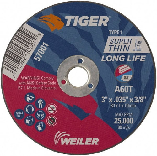 WEILER CORPORATION 57001 CW,3" X 0.035" X 3/8",A60T,TYPE 1