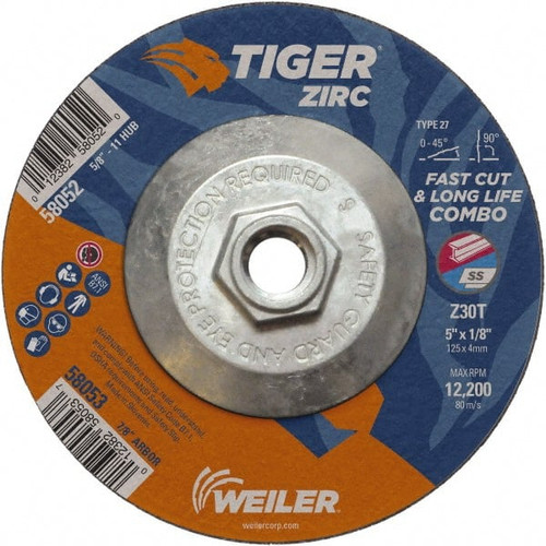 WEILER CORPORATION 58052 5 X 1/8 TIGER ZIRC TY27COMB WHL  5/8-11 