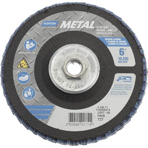 NORTON 66254491774 6" 60 GRIT 5/8-11 CENTER HOLE TYPE 27 ZI