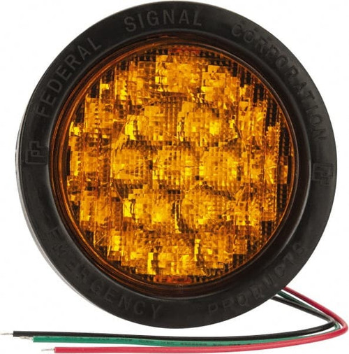 FEDERAL SIGNAL 607123-02SB FLASHING LED LIGHT ROUND AMBER