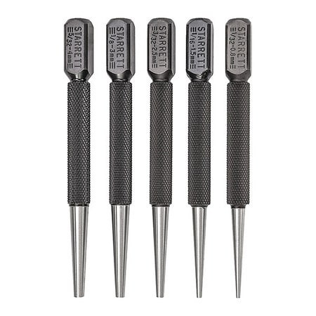 STARRETT S800PC NAIL SET- SET 0F 5- SQUARE HEAD- IN CASE