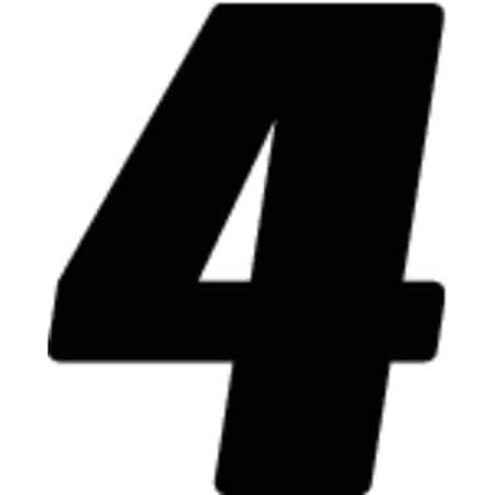 HARDLINE PRODUCTS DB712B-4 NUMBER LABEL BLK VINYL 7IN. H NO. 4 PK12
