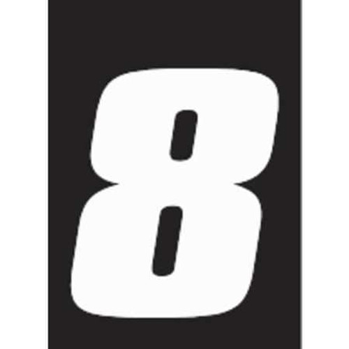 HARDLINE PRODUCTS DB712W-8 NUMBER LABEL WHT VINYL 7IN. H NO. 8 PK12