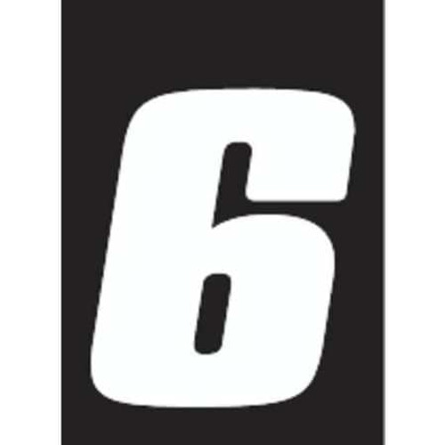 HARDLINE PRODUCTS DB43W-6 NUMBER LABEL WHT VINYL 4 IN H NO. 6 PK3