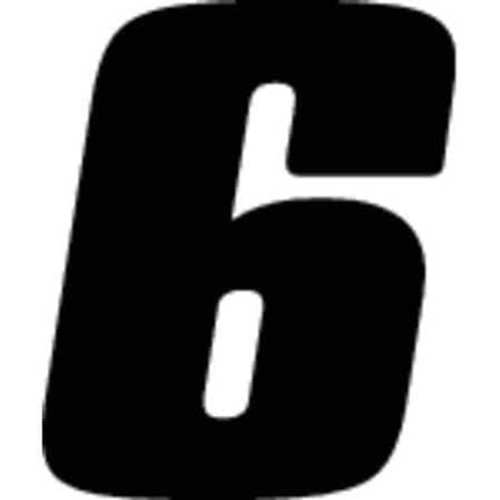 HARDLINE PRODUCTS DB73B-6 NUMBER LABEL BLK VINYL 7 IN H NO. 6 PK3