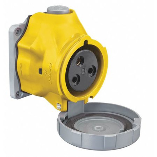 HUBBELL HBLS332R4W PIN AND SLEEVE RECEPTACLE 32A 2HP YELLOW