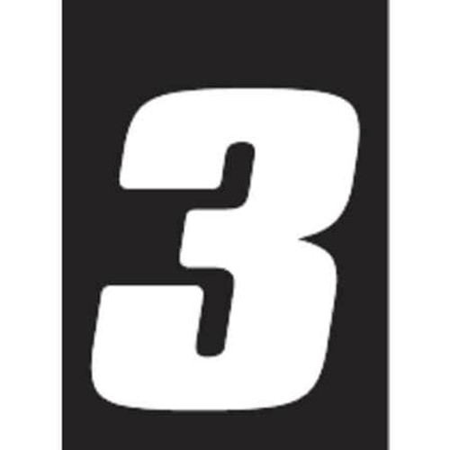 HARDLINE PRODUCTS DB73W-3 NUMBER LABEL WHT VINYL 7IN. H NO. 3 PK3