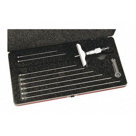 STARRETT 445AZ-9RL MICROMETER DEPTH GAGE- 0-9"- 3" BASE - A