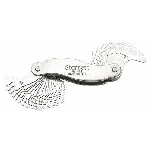 STARRETT 476 SCREW PITCH GAGE- 3-1/2-60 TPI- 30 LEAVE