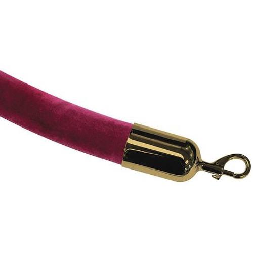 TENSABARRIER ROPE-VELR-43-06/0-2-SNAP-2P BARRIER ROPE MAROON PLSHD BRASS SNAP END