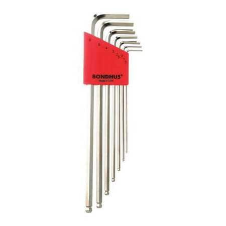 BONDHUS 17092 SET 7 PLATED BALL END L-WRENCHES XL