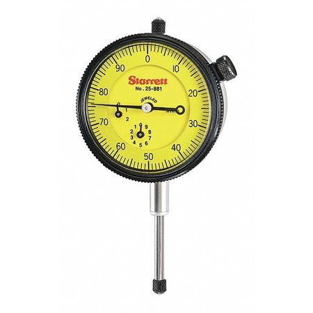 STARRETT 25-881J-8 DIAL INDICATOR- 0 -25.0MM- .01MM GRAD - 