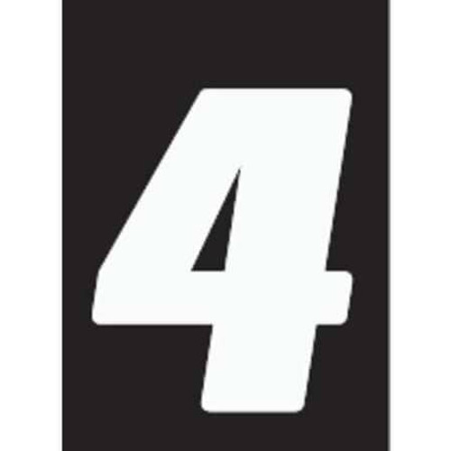 HARDLINE PRODUCTS DB412W-4 NUMBER LABEL WHT VINYL 4IN. H NO. 4 PK12