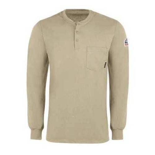 BULWARK SEL2KH LN XL LS FR INTERLOCK HENLEY KHAKI 6.25 OZ
