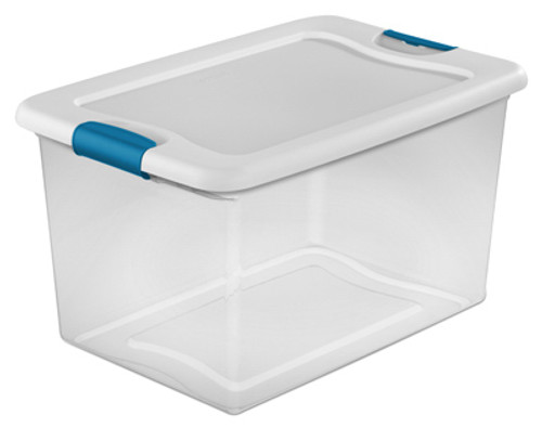 STERILITE CORP 14978006 STORAGE BOX WITH LATCH LID, CLEAR, 64-QT