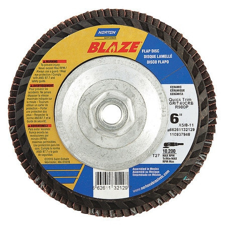 NORTON 66261132129 J5402 FLAP DISC MEDIUM 60 GRIT 6 DIA.
