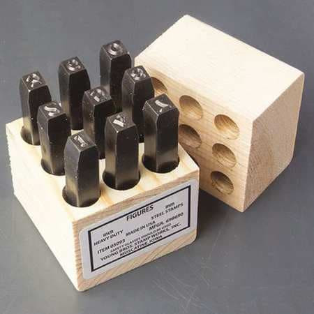 YOUNG BROS. STAMP WORKS, INC. 07093 STEEL STAMPS SET 3 SHANK L STEEL