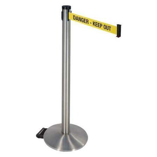 RETRACTA-BELT 304SASS-DKO BARRIER POST YLW/BLACK TEXT 2 IN BELT W