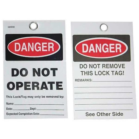 BADGER TAG & LABEL CORP 132 SELF-LAMINATING DANGER TAG,5IN H,PK25