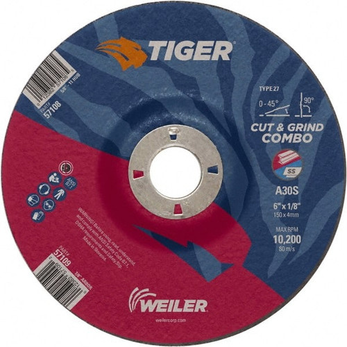 WEILER CORPORATION 57109 6 X 1/8 TIGER AO T27 COMBO WHEEL AO 7/8 