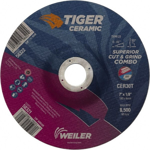 WEILER CORPORATION 58321 7 X 1/8 TIGER CERAMIC T27 COMBO CER30T 7