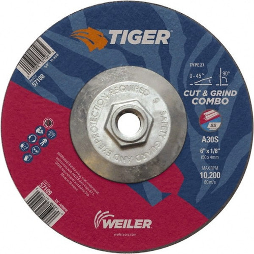 WEILER CORPORATION 57108 6 X 1/8 TIGER AO T27 COMBO WHEEL A30S 5/