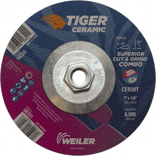 WEILER CORPORATION 58322 7 X 1/8 TIGER CERAMIC T27 COMBO CER30T 5