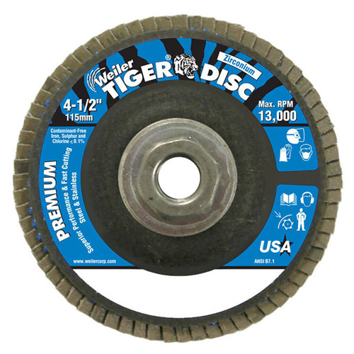 WEILER CORPORATION 50699 TIGER FLAP DISC 4-1/2" 5/8"-11 UNC NUT