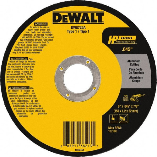 DEWALT TOOLS DW8725A 6 X .045 X 7/8 HP T1 ALUMINUM CUTTING