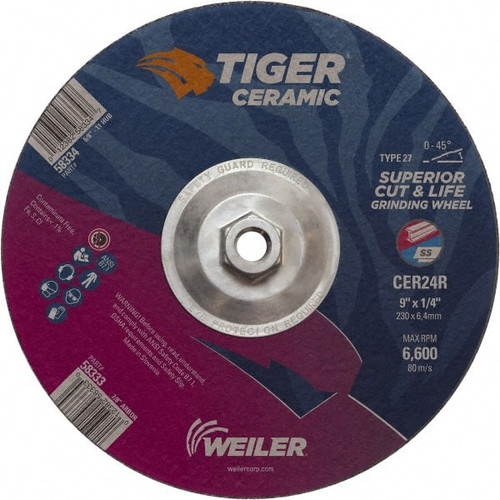 WEILER CORPORATION 58334 9 X 1/4 TIGER CERAMIC T27 GRINDING CER24