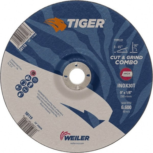 WEILER CORPORATION 58119 9 X 1/8 TIGER INOX T27 COMBO WHEEL 30T 7