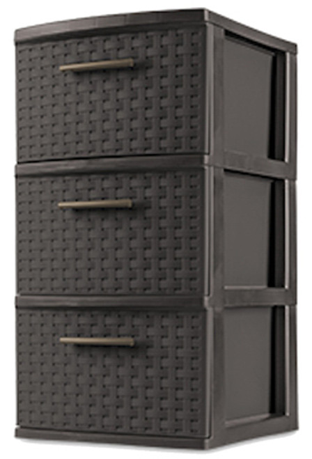 STERILITE CORP 26306P02 STORAGE TOWER, 3 DRAWER, ESPRESSO WEAVE,