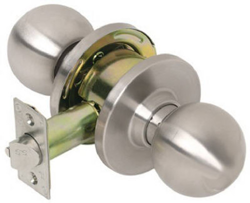 TELL MANUFACTURING CL100002 PASSAGE LOCK, BALL KNOB, SATIN STAINLESS