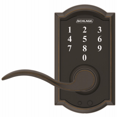 SCHLAGE FE695VCAMXACC716 TOUCH KEYLESS ENTRY LEVER LOCKSET, CAMEL