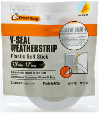 THERMWELL PRODUCTS M13WH WTHRSTRP V-SEAL WHT 3/4INX17FT
