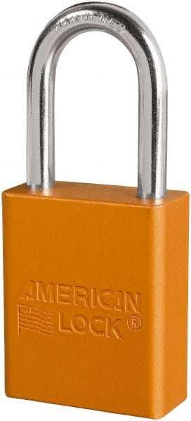 AMERICAN LOCK S1106ORJ ORANGE ALUM SAF PL W/11/2IN SHCKL KEY RE
