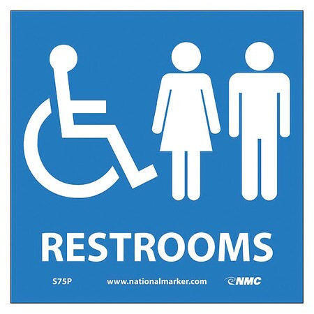 NMC S75P RESTROOMS, 7" WIDE X 7" HIGH, VINYL SIGN