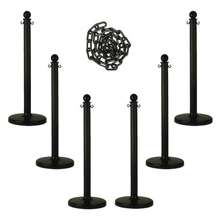 MR. CHAIN 71103-6 BARRIER POST KIT 40 H BLACK PLASTIC POST