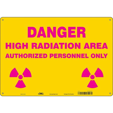 CONDOR USA INC 452A35 RADIATION SAFETY SIGN PLASTIC 14 H