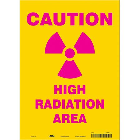 CONDOR USA INC 451Z48 RADIATION SAFETY SIGN VINYL 14 H