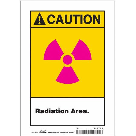 CONDOR USA INC 451Y96 RADIATION SAFETY SIGN VINYL 10 H